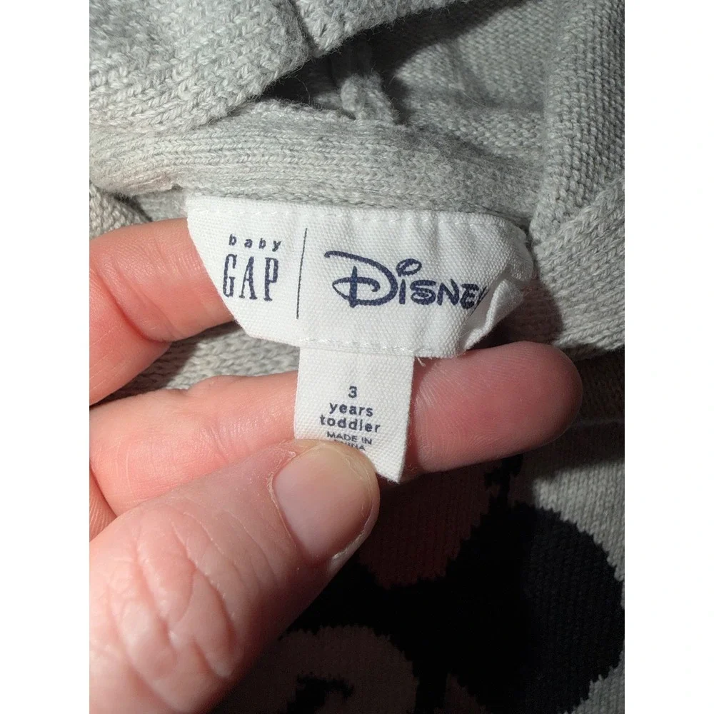 Baby Gap Disney Minnie Mouse Knit Sweater Hoodie Heather Gray‎ Toddler 3T X1
